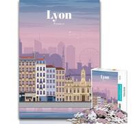 Puzzles Adultes Voyage à Lyon Puzzles 1000 pièces pour Adolescents Cadeaux, idée Cadeau d'anniversaire pour Adultes, Jeu de Famille et Passe-Temps 26x38cm