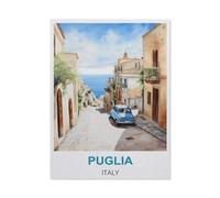 Puzzles，Affiche de Voyage des Pouilles en Italie，en Bois Photo, Décoration De La Maison Moderne pour Salon Bureau-1000 Pièces（75x50cm）-BI81