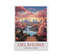 Puzzles,Affiche de Voyage Vintage de l'Oklahoma,en Bois Photo, Décoration De La Maison Moderne pour Salon Bureau-1000 Pièces(75x50cm)-AZ81