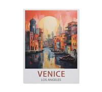 Puzzles，Affiche de Voyage Vintage de Venise à Los Angeles，1000 Pièces Jigsaw Puzzle Éducatif Intellectuel Décompression Fun Famille Jeu/Vacances Noël（38x26cm）-BD66