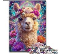Puzzles Alpaga Fleur 1000 pièces pour Adultes, Jeux stimulants, décoration Murale, Cadeaux d'anniversaire et de Noël Uniques 26x38cm