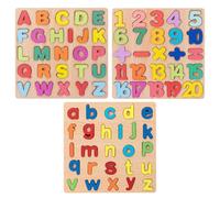 Puzzles Alphanumériques Majuscules Et Minuscules en 3 Pièces, Puzzles Cognitifs pour Enfants, Jouets Éducatifs De Blocs De Construction, Jouets Éducatifs pour L'Éducation Précoce