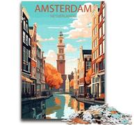 Puzzles Amsterdam Pays-Bas 1000 pièces pour Adolescents, Parfaits pour Les soirées Jeux, Jouet coloré pour la Maison, Cadeau 1000 pièces (50x75cm)