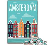 Puzzles Amsterdam Pays-Bas 1000 pièces pour Adolescents, Parfaits pour Les soirées Jeux, Jouet coloré pour la Maison, Cadeau 1000 pièces (26x38cm)