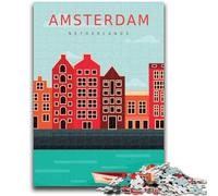 Puzzles Amsterdam Pays-Bas 1000 pièces pour Adolescents, Parfaits pour Les soirées Jeux, Jouet coloré pour la Maison, Cadeau 1000 pièces (26x38cm)