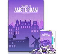 Puzzles Amsterdam Pays-Bas pour Adultes et Adolescents, Jouets éducatifs et Anti-Stress, adaptés à la décoration de Bureau, 38x26cm