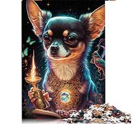 Puzzles Amusants pour Adultes 1000 pièces Chihuahua Chien Jigsaw Puzzle Puzzle en Bois pour Adultes Meilleur Cadeau pour Adultes et Enfants （Taille 50x75cm）
