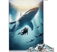 Puzzles Amusants pour Adultes 1000 Pièces Puzzles Requin Baleine pour Adultes et Enfants Puzzles en Bois Jouet Jeu Intellectuel (Taille 50x75cm)