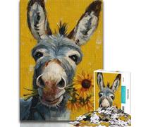 Puzzles Âne et Tournesol pour Adolescents, Difficiles à compléter mais Amusants et Humoristiques avec Affiche et fiche de Questions-réponses Assorties 38x26cm