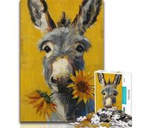 Puzzles Âne et Tournesol pour Adultes 1000 pièces, Jeu Stimulant, idéal comme Cadeau pour Toute la Famille 38x26cm