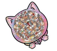 Puzzles animaux 135 Pièces Chat Tableau de correspondance encadré | Puzzles en bois pour enfants pour garçons filles jeunes personnes âgées décoration de table préscolaire apprentissage