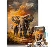 Puzzles Animaux africains éléphants 1000 pièces pour Adolescents, Jeux éducatifs, décoration d'intérieur, à Offrir en Cadeau pour Toute la Famille 50x75cm