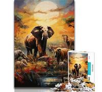 Puzzles Animaux d'Afrique 1000 pièces pour Adolescents, Aide Le Cerveau à exercer des Jouets addictifs pour cultiver la Patience et l'interaction Parent-Enfant 38x26cm