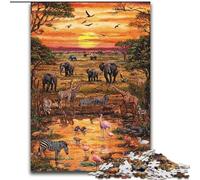 Puzzles Animaux d'Afrique 1000 pièces pour Adultes et Adolescents, Jeu Stimulant et Familial avec Affiche et fiche de Questions-réponses (50x75cm)
