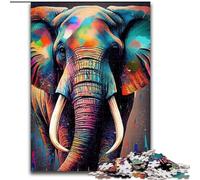Puzzles Animaux éléphant Pop Art pour Adultes Puzzles 1000 pièces pour Adultes Casse-tête et décoration intérieure, Cadeau de Vacances Parfait Taille 38x26cm