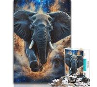 Puzzles Animaux éléphants 1000 pièces pour Adolescents, Cadeaux, Jeu Stimulant et Jeu en Famille avec des pièces entièrement emboîtables de Formes aléatoires 38x26cm