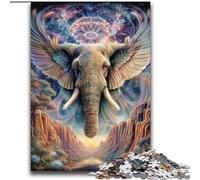 Puzzles Animaux psychédéliques éléphant 2000 pièces pour Adultes, à partir de 14 Ans, Jeux de réflexion en Famille, Cadeaux de Noël et d'anniversaire (70x100cm)