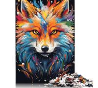 Puzzles Animaux Renard psychédéliques colorés 500 pièces pour Adultes, Jouets éducatifs, Jeux en Famille, Cadeaux d'anniversaire, 500 pièces (52 x 38 cm)