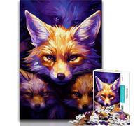 Puzzles Animaux Renards pour Adultes et Adolescents, 1 000 pièces, Anti-Stress, pour Passer Le Temps à la Maison, avec Affiche et fiche de Questions-réponses Assorties (50x75cm)