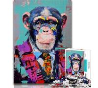 Puzzles Animaux singes pour Adultes et Adolescents, Jeu éducatif Stimulant mais Amusant et Humoristique pour Un Anniversaire (38x26cm)