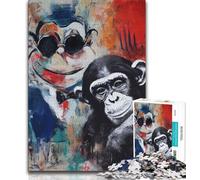 Puzzles Animaux singes pour Adultes et Adolescents, Jeu éducatif Stimulant mais Amusant et Humoristique pour Un Anniversaire (38x26cm)