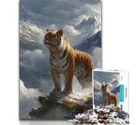 Puzzles Animaux Tigres pour Adolescents, 1 000 pièces, Anti-Stress, pour Passer Le Temps à la Maison, avec Affiche et fiche de Questions-réponses Assorties (38x26cm)