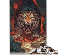 Puzzles Anime Art Tiger 1000 pièces Puzzle en Bois Jeux familiaux Cadeau d'anniversaire Puzzle Jeux décontractés 1000 pièces (75 x 50 cm)