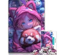 Puzzles Anime Red Panda Girl pour Adolescents, 1 000 pièces, Assemblage de Motifs, activités Amusantes à la Maison, Cadeau d'anniversaire, Cadeaux de Voyage (38x26cm)