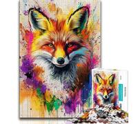 Puzzles Aquarelle Happy Fox 1000 pièces pour Adolescents avec Affiche et fiche de Questions-réponses pour Les 14 Ans et Plus 26x38cm
