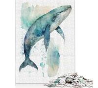 Puzzles aquarelles Baleines 1000 pièces pour Adolescents Adultes, Puzzles en Papier pour s'amuser en Famille et Passer Une soirée Jeux 1000 pièces (38 x 26 cm)