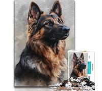 Puzzles aquarelles Berger Allemand 1000 pièces pour Adultes, Jeu éducatif Amusant et Humoristique pour Anniversaire (75x50cm)