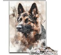 Puzzles aquarelles Berger Allemand pour Adolescents (1000 pièces), pour Les 14 Ans et Plus Entraînez Votre Cerveau et Vos Mains Cadeaux de Noël (26x38cm)