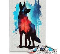 Puzzles aquarelles Berger Allemand pour Adultes, 1 000 pièces, pour Adolescents de 12 Ans et Plus, Cadeaux de Noël, 1 000 pièces (38 x 26 cm)