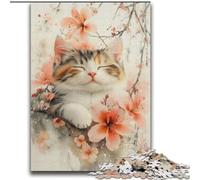 Puzzles aquarelles de 2000 pièces pour Adultes,Motif Chat et cerisiers en Fleurs,idéal pour Les Vacances à la Maison,pour Un Moment de détente et de détente,pour Une Interaction Parent-Enfant