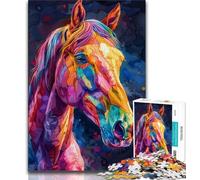 Puzzles aquarelles de Chevaux 1000 pièces pour Adolescents, Jeu Stimulant et Jeu Familial avec des pièces entièrement emboîtables de Formes aléatoires 38x26cm