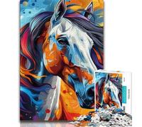 Puzzles aquarelles de Chevaux 1000 pièces pour Adultes, Jeu éducatif Amusant et Humoristique pour Anniversaire (75x50cm)