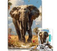 Puzzles aquarelles éléphants 1000 pièces pour Adultes, Aidez Le Cerveau à exercer des Jouets addictifs pour cultiver la Patience, Jeu de défi Unique 38x52cm