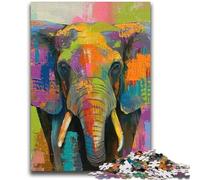 Puzzles aquarelles éléphants pour Adultes et Adolescents, 1 000 pièces, Jouets éducatifs et éducatifs, Jeux familiaux avec Affiche et fiche de Questions-réponses (38x52cm)