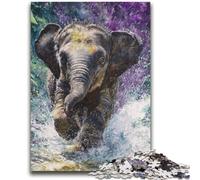 Puzzles aquarelles éléphants pour Adultes et Adolescents, 1 000 pièces, stimulent Le Cerveau, stimulent la Patience et stimulent l'interaction Parent-Enfant (38x52cm)