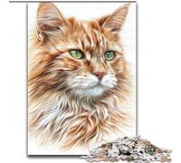 Puzzles aquarelles pour Adultes et Adolescents, Motif Chat Maine Coon Chaque pièce est Unique Jeu Familial Stimulant 50x75cm