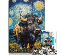 Puzzles aquarelles Yak pour Adolescents, 1 000 Puzzles, Aide Le Cerveau à exercer des Jouets addictifs pour cultiver la Patience, Jeu de défi Unique 38x52cm