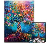 Puzzles Arbre de Vie Coloré 1000 Pièces pour Adultes Puzzles pour Adultes Décoration Art DIY Parfaite Ou Cadeau d'anniversaire 50x75cm/19,68x29,52 Pouces