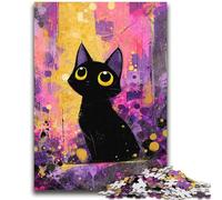 Puzzles Art Black Cat pour Adolescents, 2 000 pièces, Difficiles à compléter, mais Amusants et Humoristiques, avec Une Affiche et Une fiche de Questions-réponses Assorties (70x100cm)