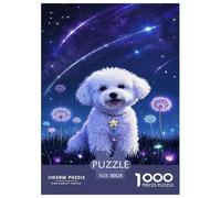 Puzzles Art Chien Bichon frisé Classique Cadeau Famille Gifts for Family Animal 1000 Pièces Décoration Murale pour Adultes Jeu Éducatif Challenge Toy 38x26cm/1000pcs