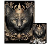 Puzzles Art déco dorés King Cat pour Puzzles en Bois de 1000 pièces, Casse-tête et décoration intérieure, Cadeau de Vacances idéal 50x75cm/19,68x29,52 Pouces