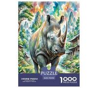 Puzzles Art Rhinocéros Classiques Jouets Défi Puzzle Divertissement Créatif Animal 1000 Pièces Divertissement pour Adultes 70x50cm/1000pcs