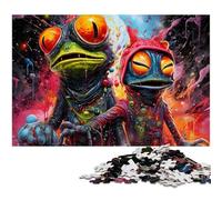 Puzzles Art Strange Frogs 1000 pièces pour Adultes, Puzzles en Bois, pour la décoration intérieure et Les fêtes de Fin d'année, 50x75cm / 19,68x29,52 Pouces