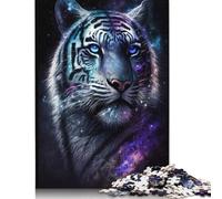 Puzzles Art White Tiger Galaxy pour Adultes 500 pièces, Puzzles en Bois pour Adultes, Jeu de Puzzle Familial, Cadeaux d'anniversaire, décoration d'intérieur 500 pièces (52 x 38 cm)