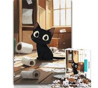 Puzzles artistiques Abstraits de Chat Noir 1000 pièces pour Adultes, Jeu éducatif et défi, idéal comme Cadeau pour Toute la Famille (75x50cm)