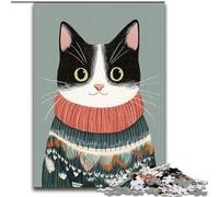 Puzzles artistiques Abstraits de Chat Noir pour Adultes 1000 pièces, Jeu Stimulant et Jeu Familial avec Affiche et fiche de Questions-réponses Assorties 26x38cm